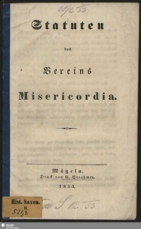 Statuten des Vereins Misericordia