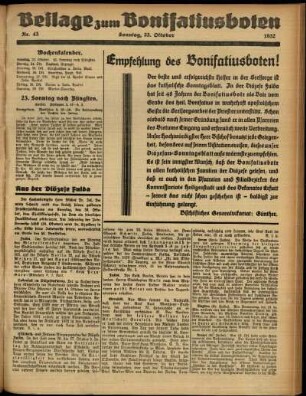 Zweite Ausgabe vom Sonntag, den 23. Oktober 1932.