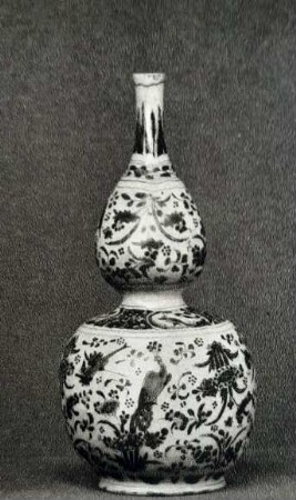 Doppelkürbisvase mit blauer Malerei