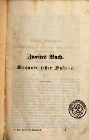 Handbuch der rationellen Mechanik, 2. Mechanik fester Systeme