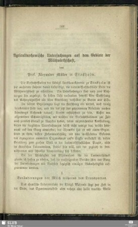 Agriculturchemische Untersuchungen auf dem Gebiete der Milchwirthschaft