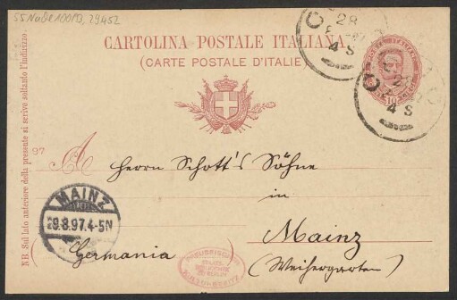 Brief an B. Schott's Söhne : 28.08.1897