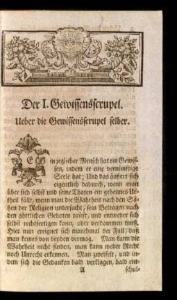 Der I. Gewissensscrupel. Ueber die Gewissensscrupel selber