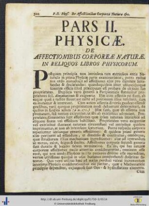 Pars II. Physicae.