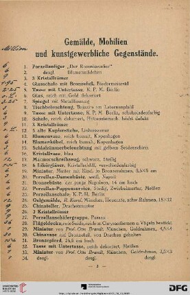 Gemälde, Mobilien und kunstgewerbliche Gegenstände (Nr. 1-439)