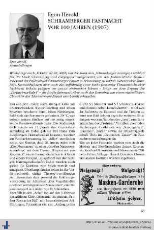 Schramberger Fastnacht vor 100 Jahren (1907).