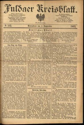 Erste Ausgabe vom Samstag, den 02. September 1893.