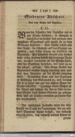 Siebenter Abschnit, Von dem Rechte des Vasallen