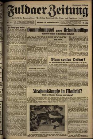 Erste Ausgabe vom Mittwoch, den 16. September 1936.