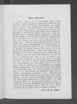 Unser Jahresfest.