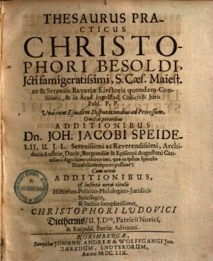 Thesaurus practicus : ... una cum eiusdem disputationibus ad processum ..., 1. [A - M]