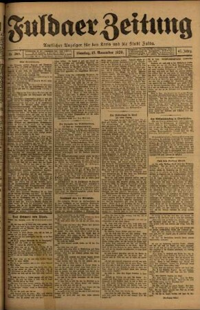 Ausgabe vom Montag, den 15. November 1920.