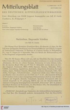 6: Nachrichten, eingesandte Schriften