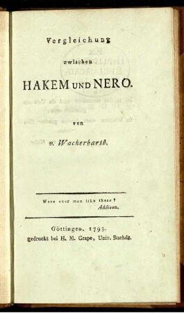 Vergleichung zwischen Hakem und Nero