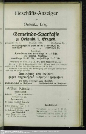 Anzeigen : Geschäftsanzeiger von Oelsnitz, Erzg.
