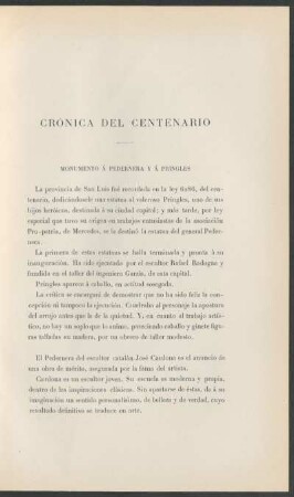 Crónica del centenario : Monumento á Pedernera y á Pringles