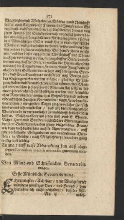 Von Münd. und Schrifftlichen Gevatterbittungen.