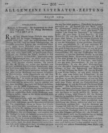 Marheinecke, P.: Die Grundlehren der christlichen Dogmatik. Berlin: Dümmler 1819