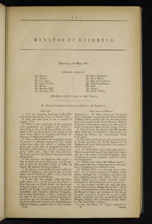 Minutes of evidence.