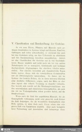 V. Classification und Beschreibung der Gesteine