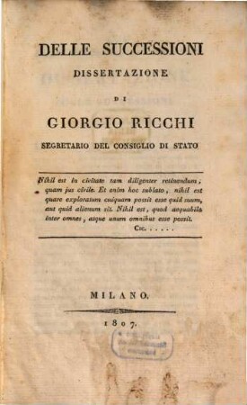 Delle Successione dissertazione