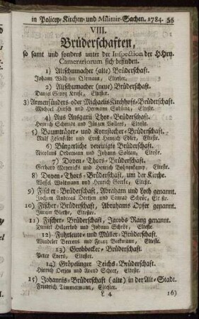 VIII. Brüderschaften.