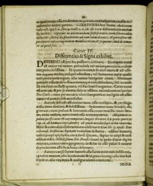 Caput IV. Differentias & Signa exhibet.