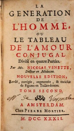 De la Generation de l'homme ..., 2