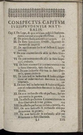 Conspectus Capitum Iurisprudentiæ Naturalis.