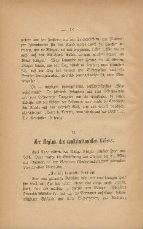 II. Der Beginn des constitutionellen Lebens