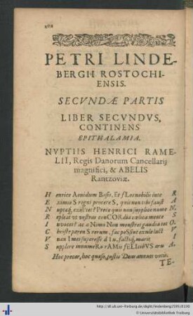 Liber Secundus: Epithalamia