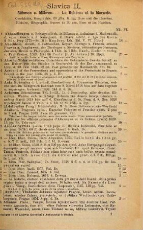 Bibliotheca Slavica, 2. partie. La Bohème et la Moravie : histoire et géographie, littérature, guerre de trente ans, frères moraves, Huss et les Hussites