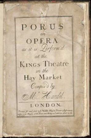 Porus, an opera