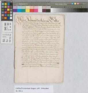 Kaiserliches Mandat im Siegener Religionsstreit.