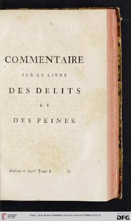 Commentaire sur le livre des delits et des peines