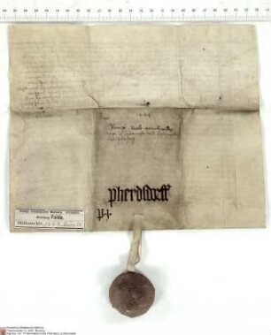 Berthold (Berlt) Murhard, Rentmeister und Bürger in Vacha bekundet, dass er die im Folgenden inserierte Urkunde Hermanns [von Buchenau], Abt von F...