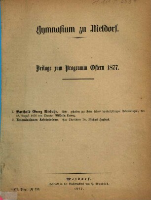 Programm des Königlichen Gymnasiums zu Meldorf : Schuljahr ..., 1876/77