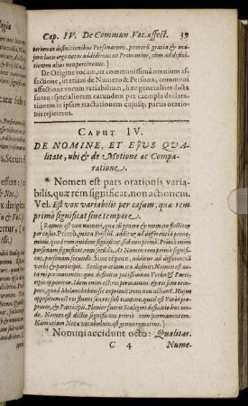 Caput IV. De Nomine, Et Ejus Qualitate, ubi & de Motione ac Comparatione.
