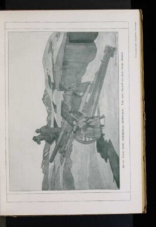 Von der Tiroler Front: Geschützstellung (Frühmorgens). Nach einem Aquarell von Hans Beatus Wieland.