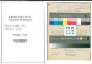 Entnazifizierung Karl Mueller , geb. 24.09.1906 (Besteller)