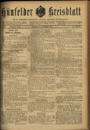 Ausgabe vom Donnerstag, den 21. November 1918.