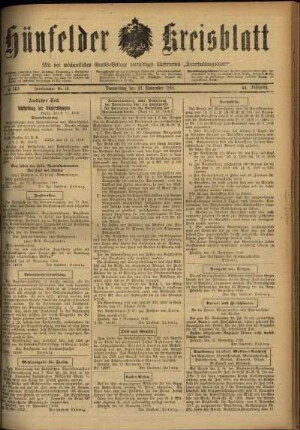 Ausgabe vom Donnerstag, den 21. November 1918.