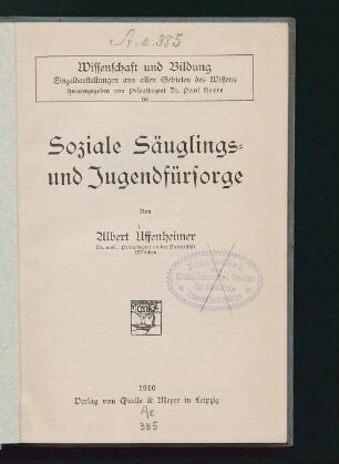 Soziale Säuglings- und Jugendfürsorge