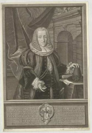 Christof Michael Kress, Kriegsrat, Vorderster Zeugherr, Familiensenior; geb. 31. August 1671; gest. 17. Janaur 1752