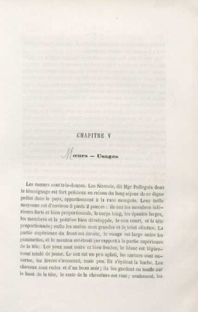 Chapitre V. Moeurs - Usages