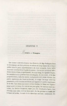 Chapitre V. Moeurs - Usages