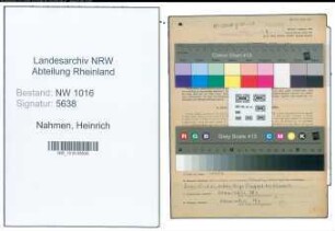 Entnazifizierung Heinrich Van Nahmen , geb. 15.08.1906 (Schiedsmann)