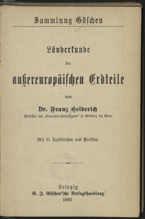Länderkunde der aussereuropäischen Erdteile