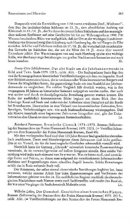 Patemann, Reinhard :: Bremische Chronik 1971 - 1975, (Veröffentlichungen aus dem Staatsarchiv der Freien und Hansestadt Bremen, 45) : Bremen, Selbstverlag des Staatsarchivs der Freien und Hansestadt Bremen, 1979