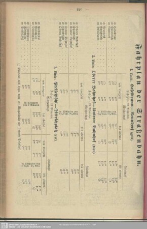 Fahrplan der Straßenbahn